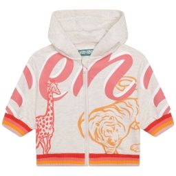 Sweat-shirt en coton à capuche Fille Beige