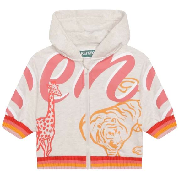 Sweat-shirt en coton à capuche Fille Beige
