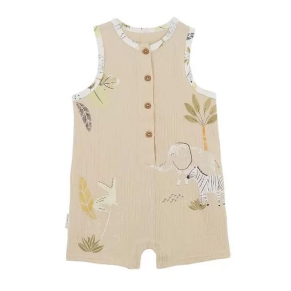 Combishort Bébé Garçon En Gaze De Coton Zagora Beige