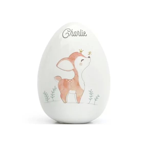 Oeuf en porcelaine Petit Faon (personnalisable)