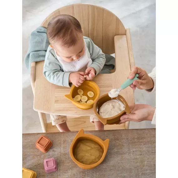 Lot de 3 bols en silicone Chat lot caramel