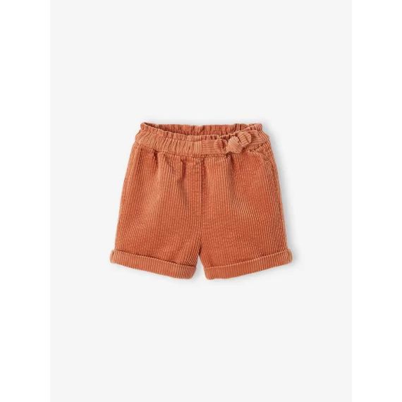 Short bébé en velours côtelé rouille