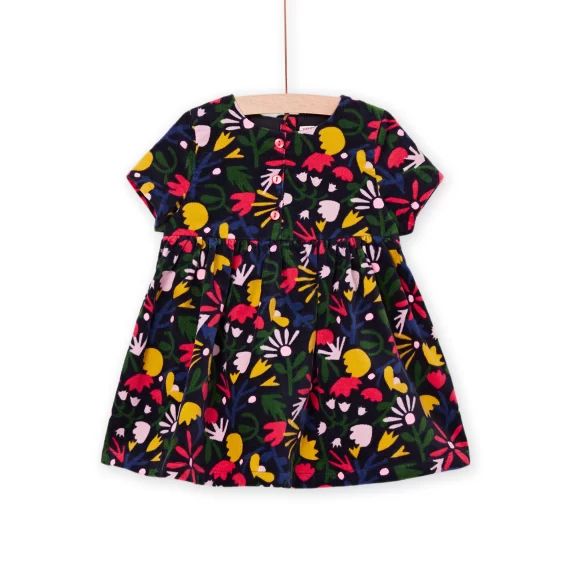 Robe En Velours Palatine À Imprimé Fleuri – Bleu