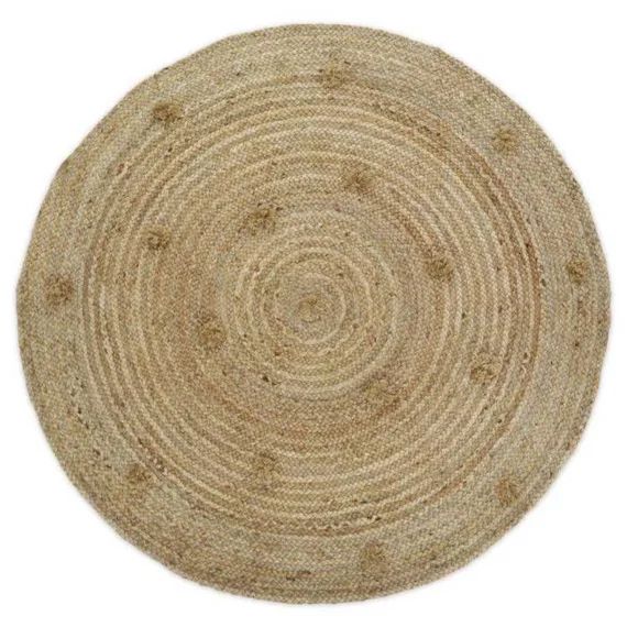 Tapis Enfant Siska Tressé Main En Jute Naturel Ø140 – Nattiot Beige