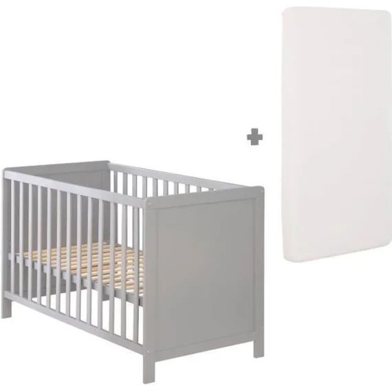 Lit Cododo – ROBA – 60×120 cm – Hauteur réglable – Gris – Sommier et matelas inclus gris