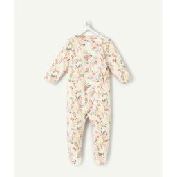 Dors bien bébé fille en coton bio blanc imprimé à fleurs