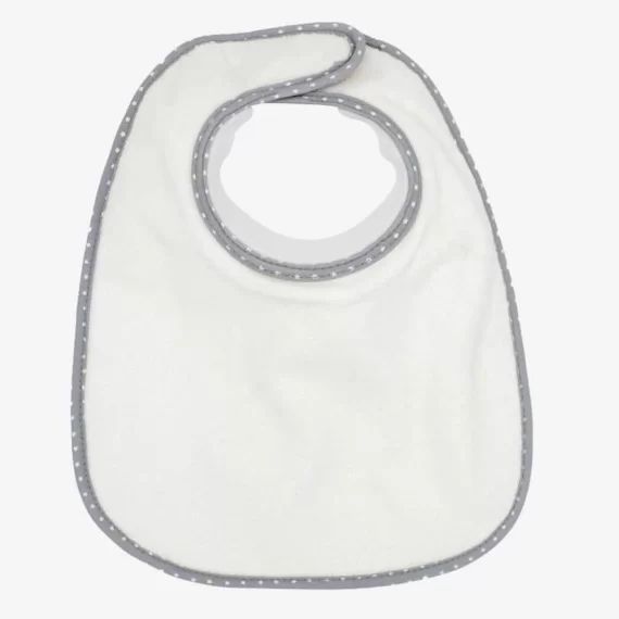 Bavoir Bib&rsquo;up – TROIS KILOS SEPT – 4-12 mois – Ecru – Col en silicone innovant – Barrière antifuite blanc
