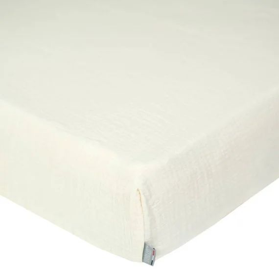 Drap Housse Uni En Gaze De Coton Blanc