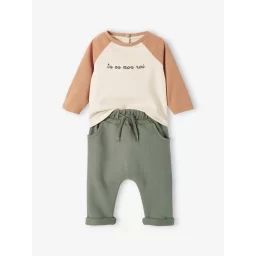 Ensemble bébé : T-shirt à personnaliser + pantalon en molleton vert