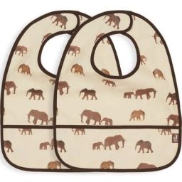 Lot de 2 bavoirs waterproof Savannah éléphant