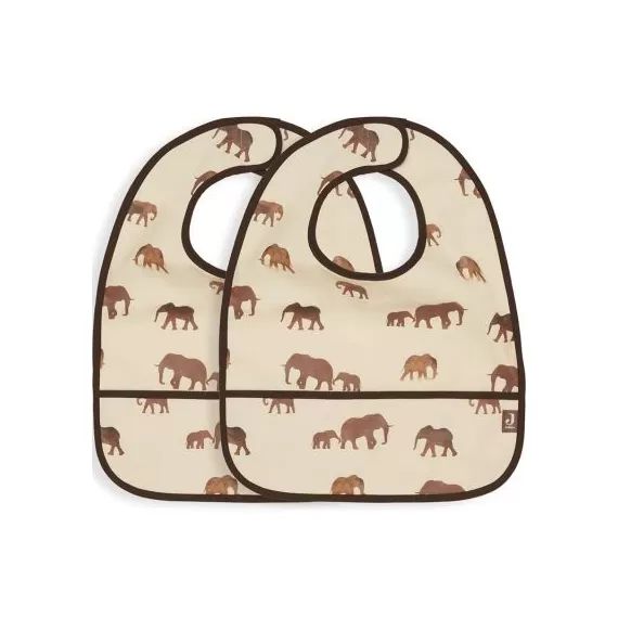 Lot de 2 bavoirs waterproof Savannah éléphant