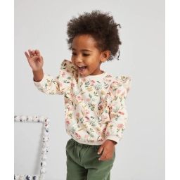 Sweat en fibres recyclées imprimé fleuri avec volants bébé fille –  – Soldes
