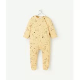 Dors bien bébé en coton bio jaune imprimé savane noir