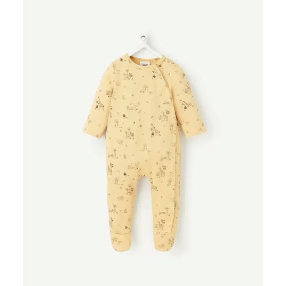 Dors bien bébé en coton bio jaune imprimé savane noir