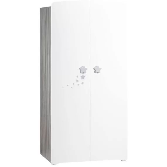 Armoire 2 portes bébé 175x85x56cm en bois blanc blanc