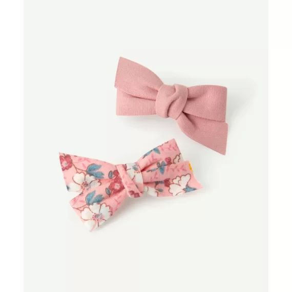 Lot de 2 barrettes bébé fille avec noeuds fleuri et rose –  – Soldes