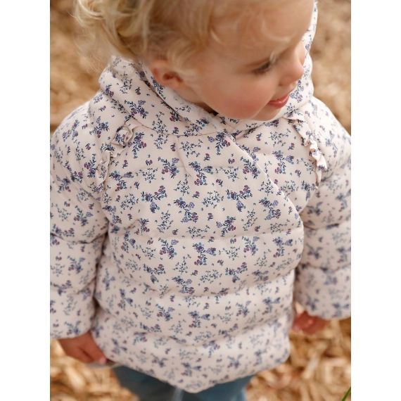 Doudoune doublée bébé asymétrique rose poudré