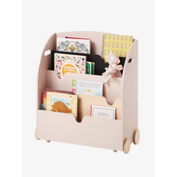 Etagère pour livres à roulettes LIGNE SCHOOL rose