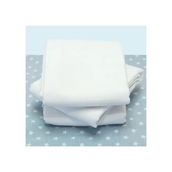 Lot de 3 langes en coton bio blanc (60 x 60 cm)
