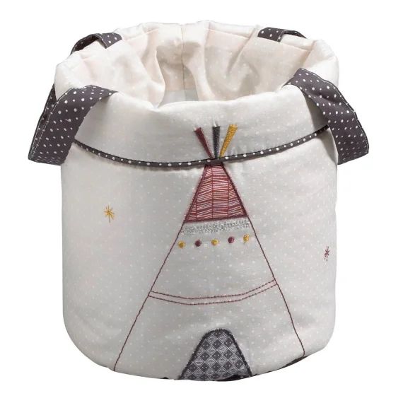 Lot De 3 Panières Gigognes En Tissu En Coton Beige