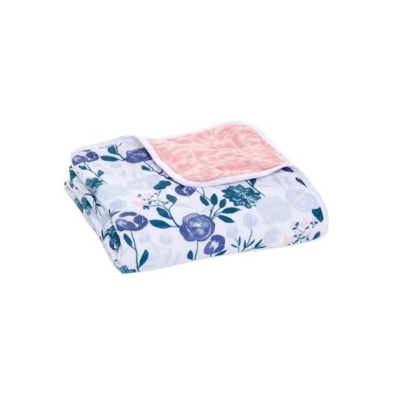 Couverture en mousseline de coton Flowers bloom (112 x 112 cm)