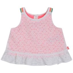 Blouse ample brodée Fille Blanc