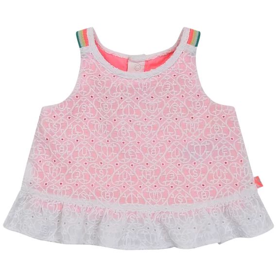 Blouse ample brodée Fille Blanc
