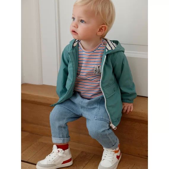 Blouson à capuche bébé garçon sauge