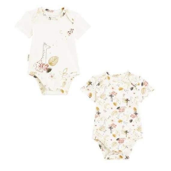 Lot De 2 Bodies Bébé Manches Courtes Sahara Blanc