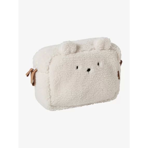Trousse de toilette en sherpa Ourson PETIT NOMADE ivoire