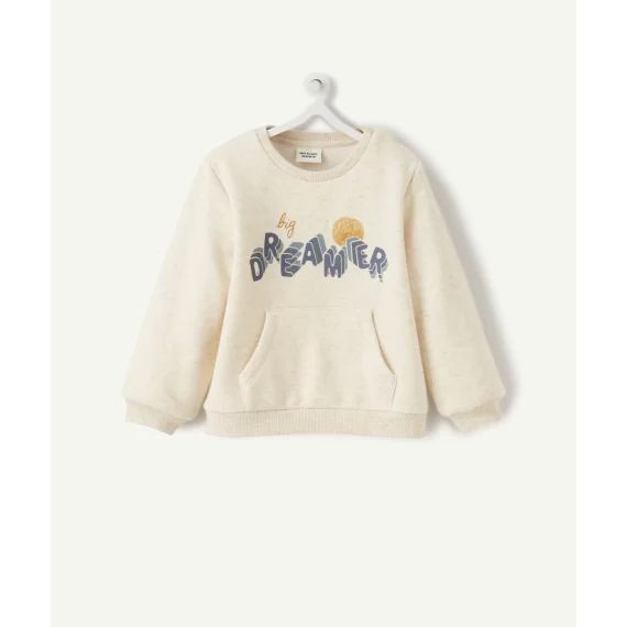 Sweat bébé garçon en fibres recyclées écru avec message –  – Soldes
