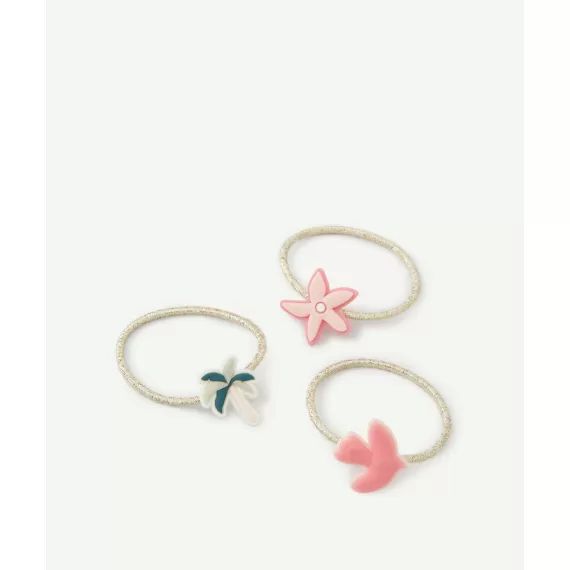 Lot de 3 élastiques bébé fille couleur dorée avec patchs –  – Soldes