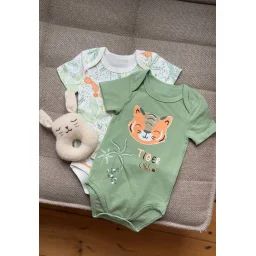 Lot De 2 Bodies Bébé Manches Courtes Kanha Vert