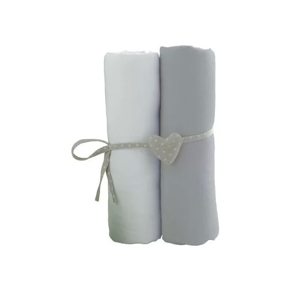 Lot de 2 draps housses blanc et gris (60 x 120 cm)