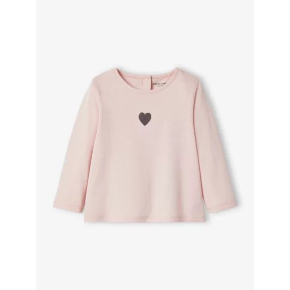 T-shirt bébé personnalisable manches longues rose pâle