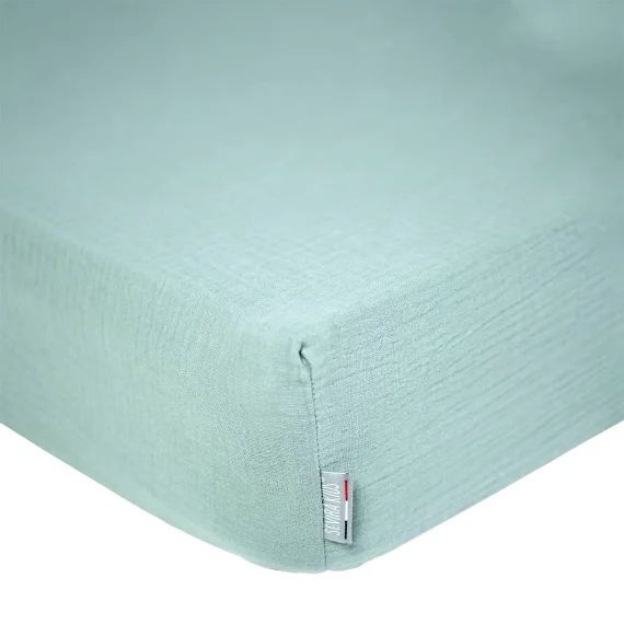 Drap Housse Uni En Gaze De Coton Vert Eucalyptus