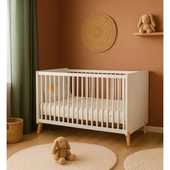 Lit Évolutif – Little Big Bed Sur Pieds En Bois Blanc/gris