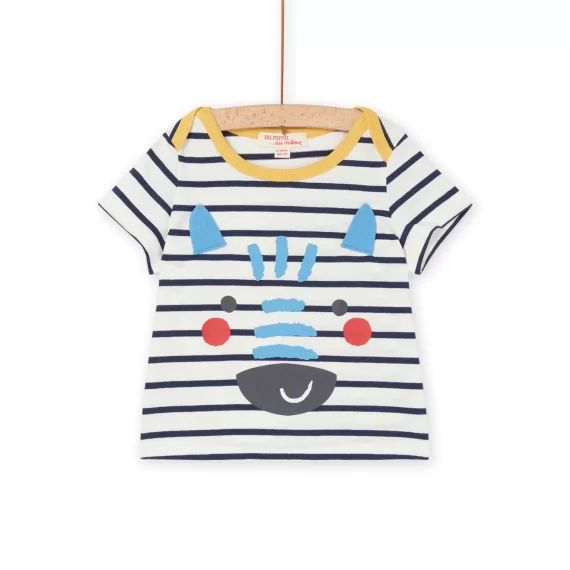 T-shirt Bleu Marine Et Blanc À Imprimé À Rayures