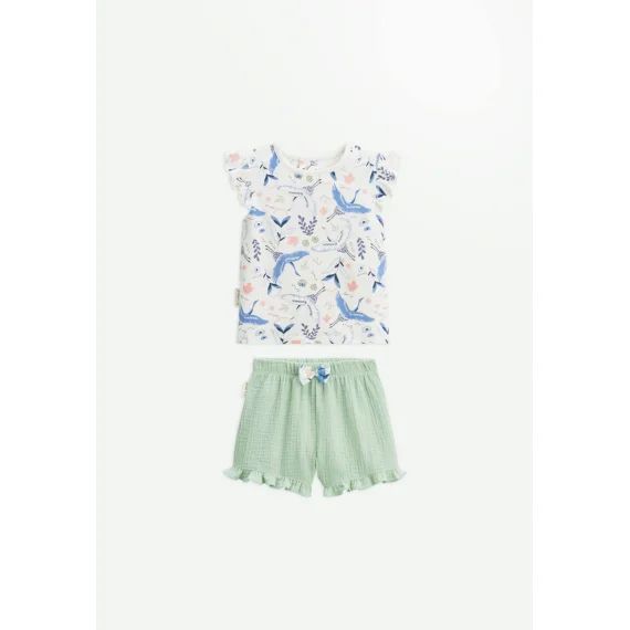 Ensemble Enfant T-shirt Et Short En Gaze De Coton Tiana Ecru