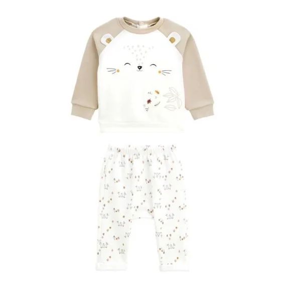 Ensemble Sweat Et Pantalon Bébé Mixte Noisette Blanc