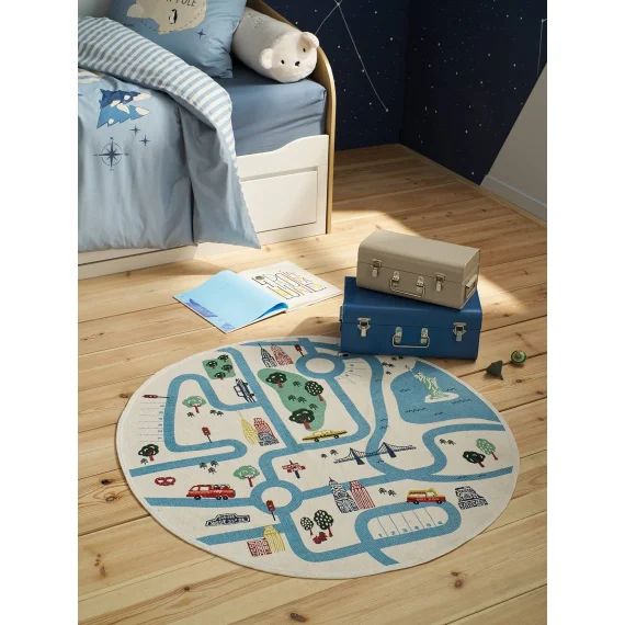 Tapis circuit rond Varsity écru