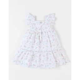 Robe Évasée Fleurie Blanc