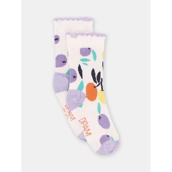 Chaussettes Rose Pâle À Imprimé Fruits Bébé Fille