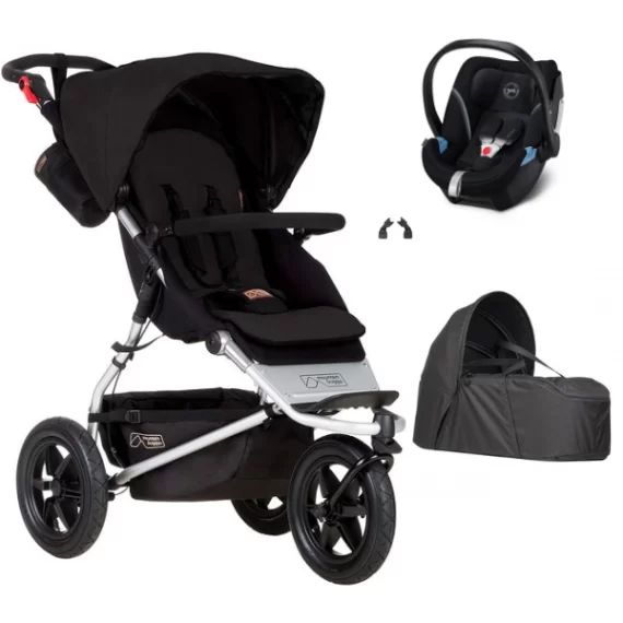 Poussette Mountain Buggy Urban Jungle – Black + Cocoon V2 + Coque Auto Cybex Aton 5 – Deep Black