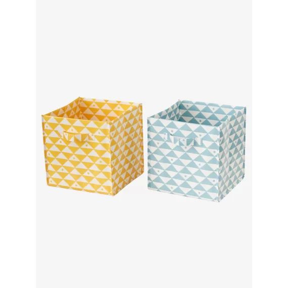 Lot de 2 bacs de rangement jaune + bleu