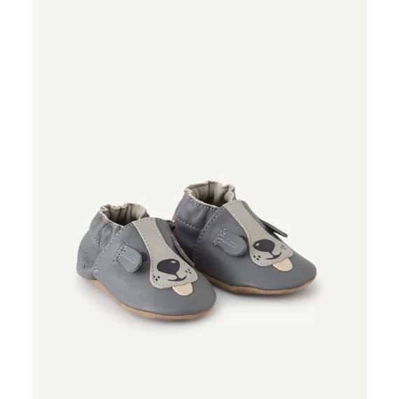 Chaussons chien gris en cuir bébé –  – Soldes