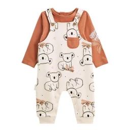 Ensemble Salopette Bébé En Molleton Et T-shirt Bogota Blanc