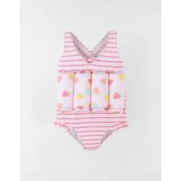 Maillot Bouée Rayé À Imprimés Rose