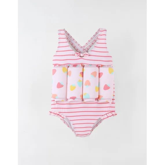 Maillot Bouée Rayé À Imprimés Rose