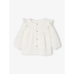 Blouse à volants bébé en gaze de coton écru